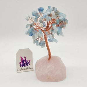 Aquamarine Chip Tree + Rose Quartz Base # 171