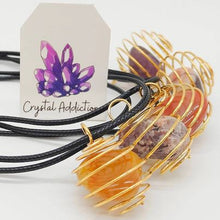 Load image into Gallery viewer, Cage Tumble Pendant + Leather Cord Assorted
