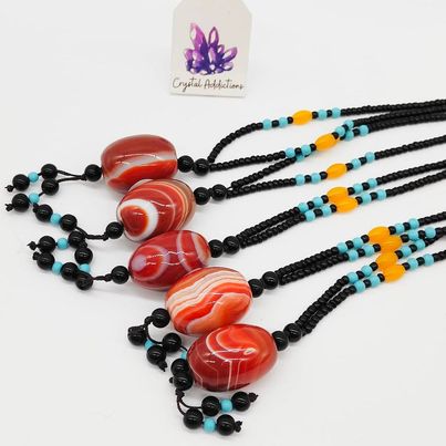 Banded Agate Beaded Necklace # 154