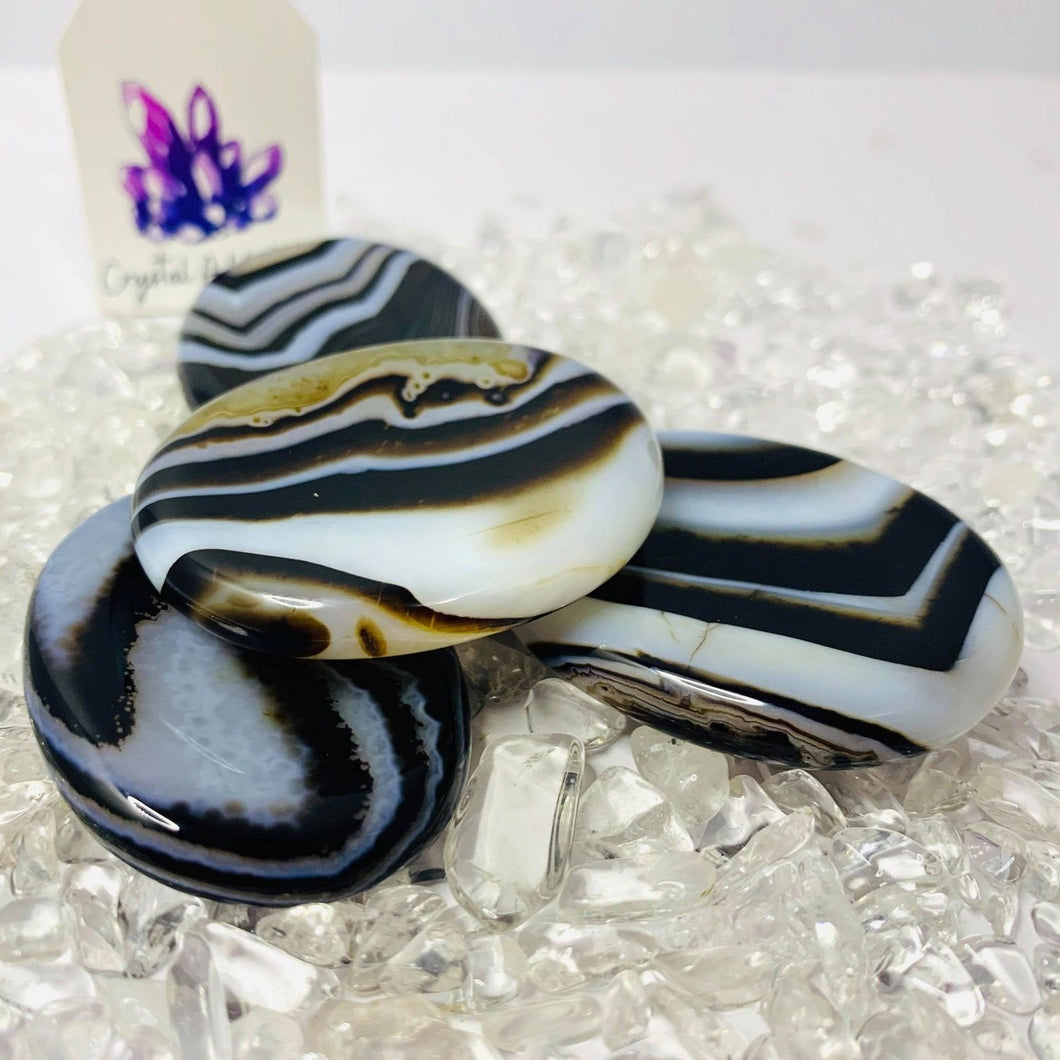 Banded Black Agate Thumbstone