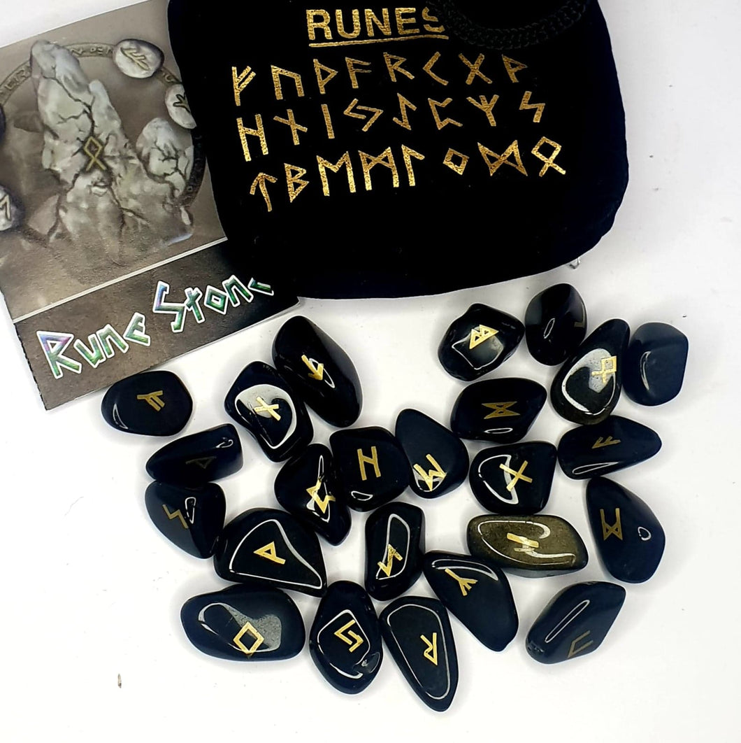 Black Obsidian Runestones Set