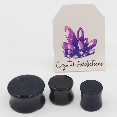 Black Obsidian & Blue Sandstone Ear Plugs