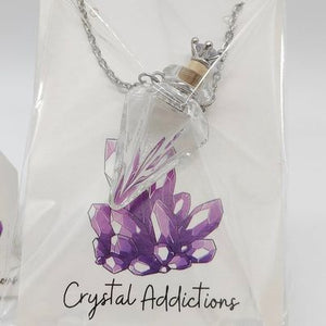 Glass Oil Bottle Pendant + Chain