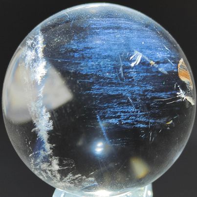 Clear Quartz Blue Feather Needle Sphere # 47