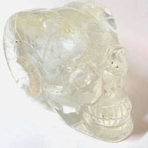 Clear Quartz Rams Skull with Golden Healer # 163
