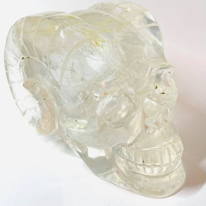 Clear Quartz Rams Skull with Golden Healer # 163