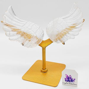 Clear Quartz Wings + Stand # 192