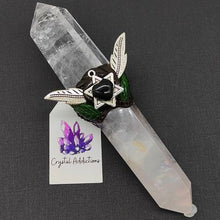 Load image into Gallery viewer, Clear + Rose Quartz Double Point Wand + Black Obsidian Heart # 101
