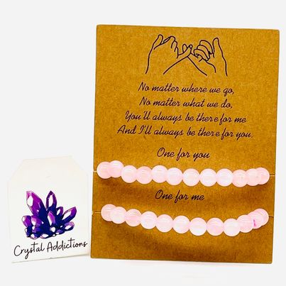 Friendship Bracelet 6mm Set - Rose Quartz