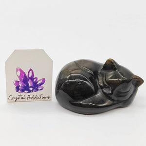 Golden Sheen Obsidian Sleeping Cat # 120