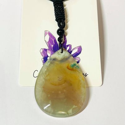 Green Flower Agate Pendant # 190