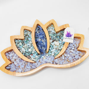 Wooden Large Lotus Crystal Tray