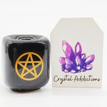 Load image into Gallery viewer, Ceramic Pentacle Wish and Spell Candle Holders
