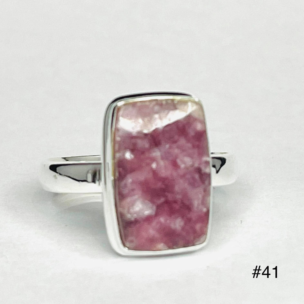 Lepidolite Rectangle Ring # 41