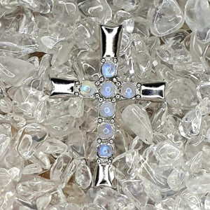 Moonstone Cross Sterling Silver Pendant