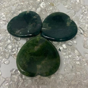 Moss Agate Heart Thumbstone