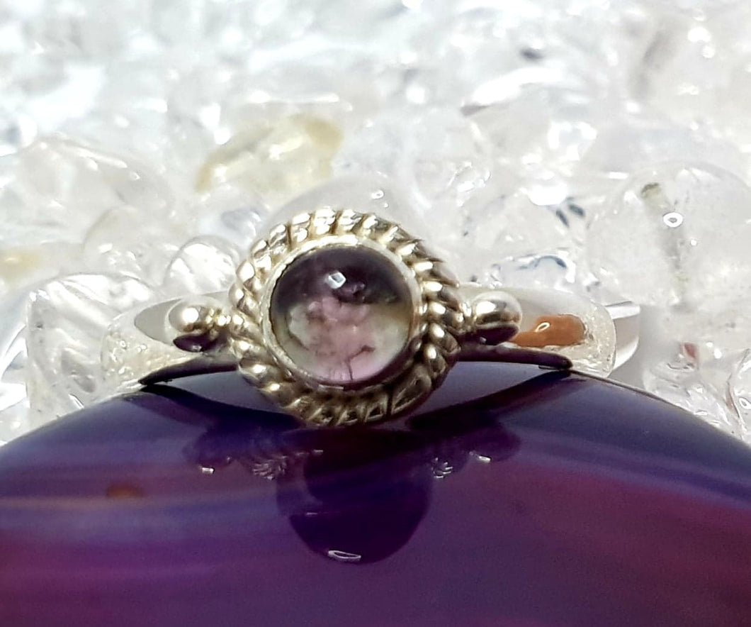 Pink Watermelon Tourmaline Sterling Silver Ring #45