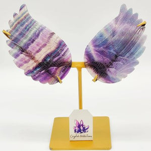 Rainbow Fluorite Wings + Stand # 86