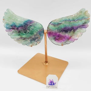 Rainbow Fluorite Wings + Stand # 92