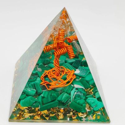 Malachite Orgone Resin Pyramid # 77