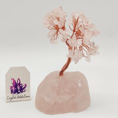 Rose Quartz Chip Tree + Rose Quartz Base # 118