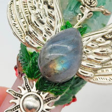 Load image into Gallery viewer, Rose Quartz &amp; Green Fluorite D/T Wand + Labradorite &amp; Abalone Shell # 106
