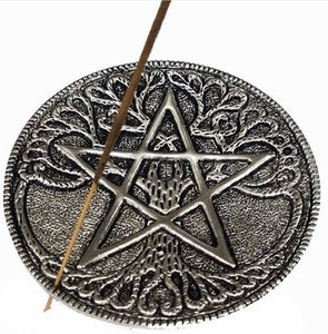 Round Pentacle Tree of Life Incense Holder
