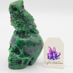 Ruby Zoisite Skull with Owl # 178