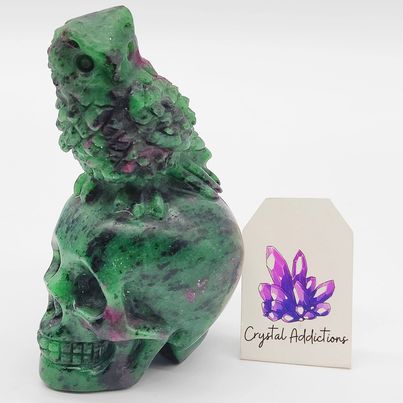 Ruby Zoisite Skull with Owl # 99
