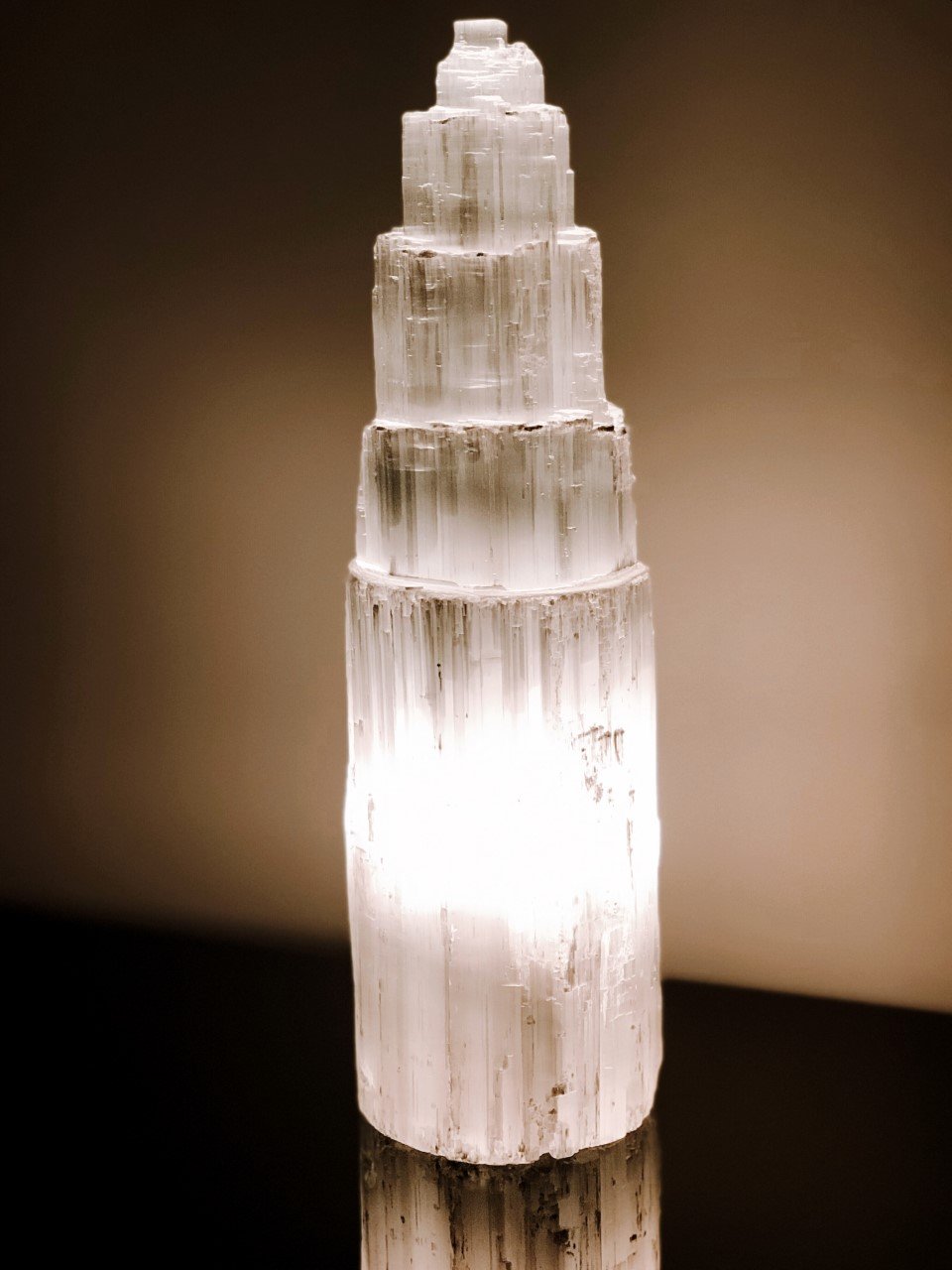 Large Lamp Selenite Castle 30cm