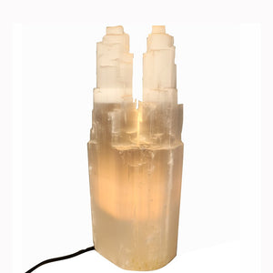 Twin Tower Large Lamp Selenite Castle 30-40cm