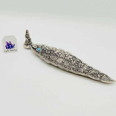 Silver Buddha Leaf Incense Stick Holder