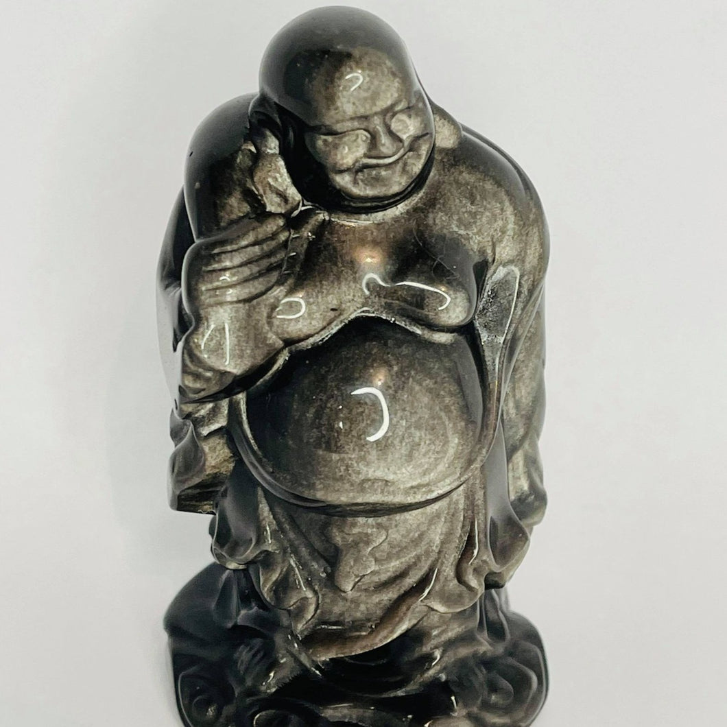 Silver Sheen Obsidian Buddha #112