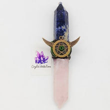 Load image into Gallery viewer, Sodalite + Rose Quartz Double Point Wand # 143
