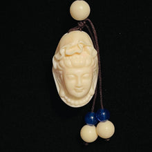 Load image into Gallery viewer, Tagua Nut Guanyin Buddha Keyring

