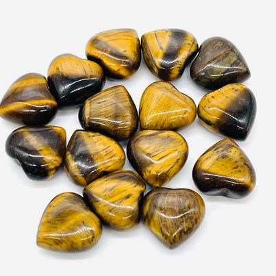 Tiger's Eye Puffy Mini Hearts