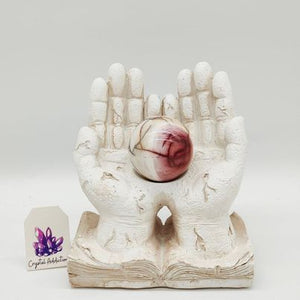 White Resin Prayer Hand Sphere Stand