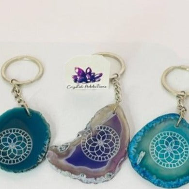 Etched Agate Keyrings