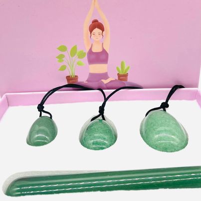 Green Aventurine Yoni Eggs + Massager Set