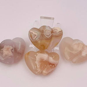 Flower Agate Double Hearts