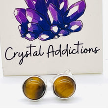 Load image into Gallery viewer, Tiger Eye Sterling Silver Stud Earring
