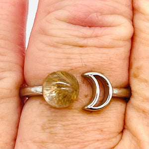 Rutile Moon Adjustable Silver Ring