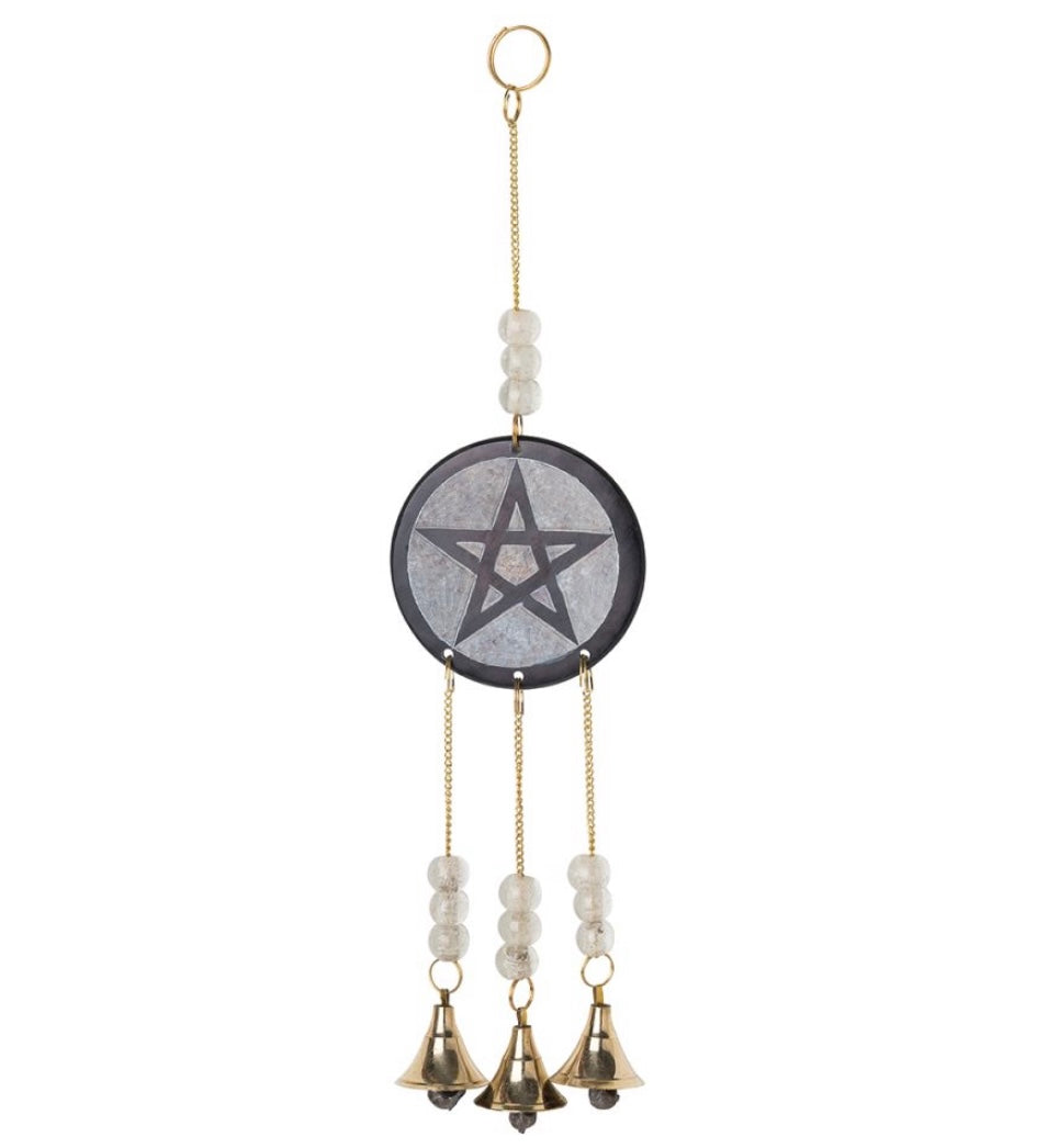 Soapstone Pentacle Bell Wind Chime