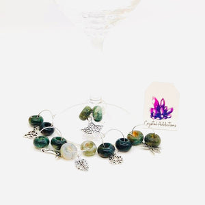 Moss Agate Wine Charms